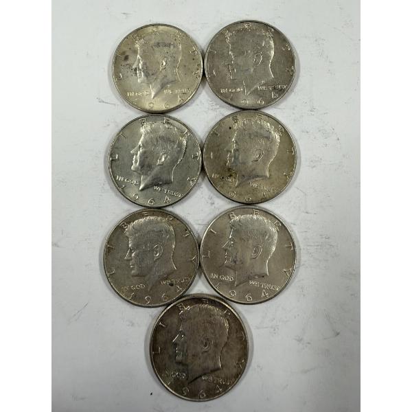 $3.50 Face Value 1964 Kennedy Half Dollars - 90% Silver