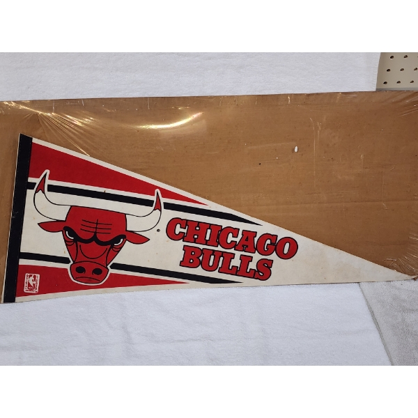 Vintage Chicago Bulls NBA Pennant Banner ~ About 30" Long