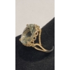 Image 3 : 14K Gold Checkerboard-Cut Green Amethyst Pendant, Dangle Earrings & Ring- Size 7-Total Weight: 15.6g