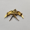 Image 2 : Gorgeous Victorian 14K Gold Swallow Brooch with Intricate Details and Gemstone Eye TW: 3.1g