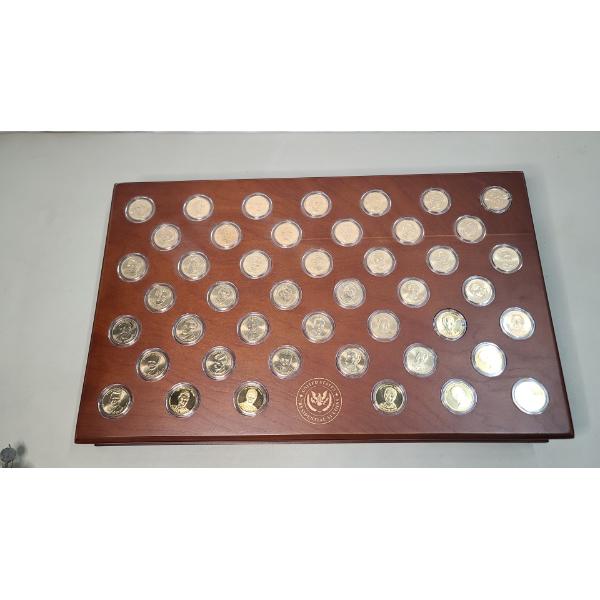 United States Presidential Dollars Collection In Display Case - Face Value: $513