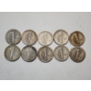 Image 2 : x10 Assorted Years 90% Silver Mercury Dimes Face Value $1.00