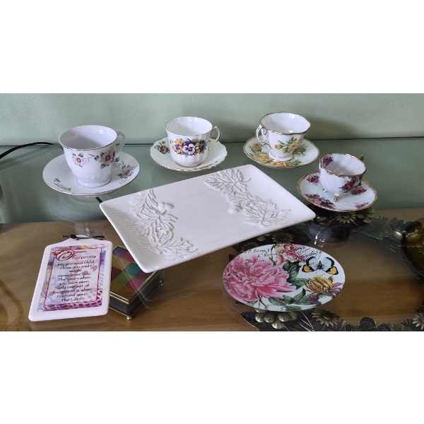 PICKUP IN NORTHFIELD - As Shown: Demitasse Collection With Porcelain Tray (Tray is 11 x 7) - See Pic