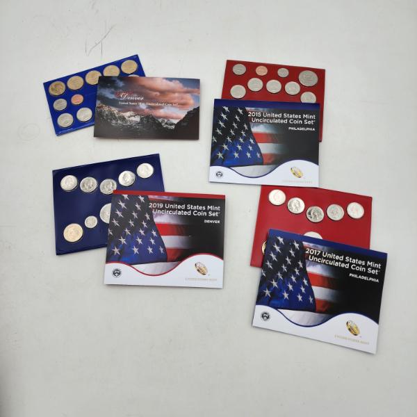 Four United States Mint Uncirculated Coin Sets: P&D 2007, 2015, 2019, 2017