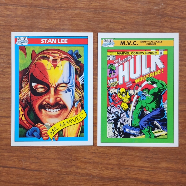 Two 1990 Impel Marvel Trading Cards Ft. Stan Lee & #134 Incredible Hulk Sought After Card