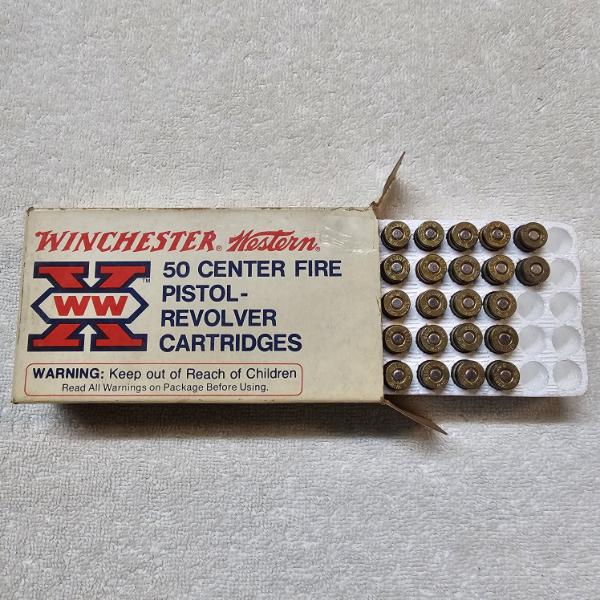 Vintage Winchester Western 50 Center Fire Pistol-Revolver Cartridges (Partially Filled)