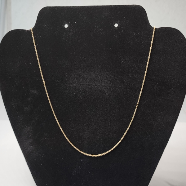14k Yellow Gold Twist Chain Necklace, Broken - TW: 3.3g