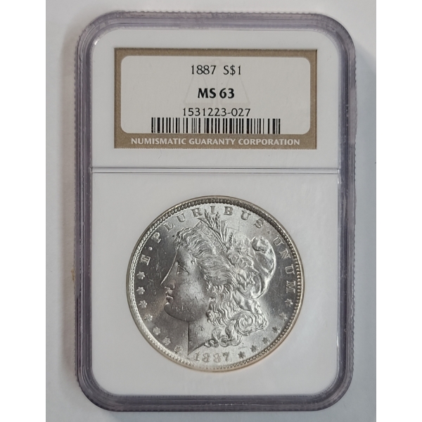 NGC MS63 1887 90% Silver Morgan Dollar