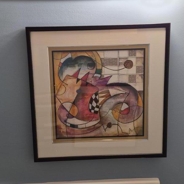 2 pcs Fine Art Prints - Modern Cubist Impressionkism - Signed 24 x 24 Overall