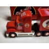 Image 2 : Lot of Three Assorted Collectible Coca-Cola Toy Semi Truck, Car & Chopper Hauler 
