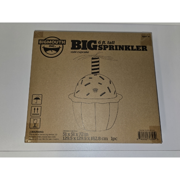 Big Mouth Inc. Giant Cupcake Over 6ft Tall Inflatable Yard Sprinkler - New in Box