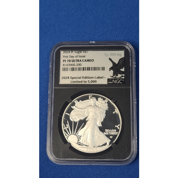 2024-W NGC First Day Issue PF 70 Ultra Cameo 1 Oz Silver American Eagle With Special Edition Label
