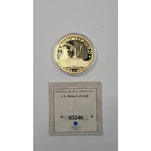 History Of Gold 1799 "First Discovery of Gold in North Carolina" 24K Gold Layered Replica Coin W/COA