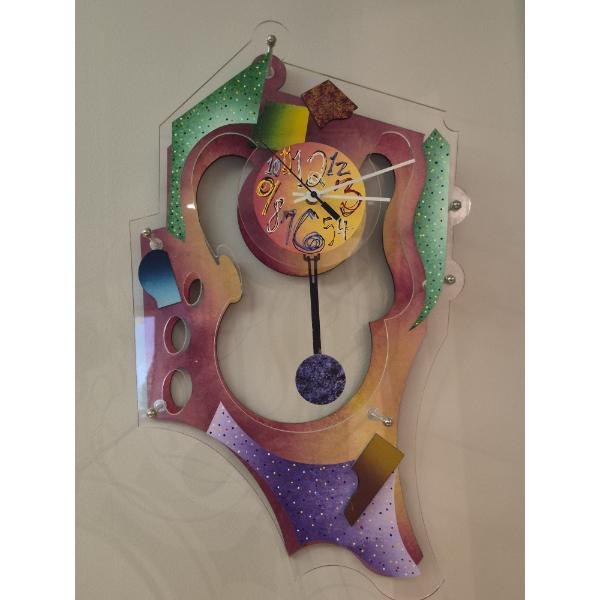 Cubist Style Colorful Modern Sculpture Crafted With Quartz Clock - 27 x 14 x 5 .. This Is Unique