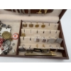 Image 2 : Jewelry Case full of Cuff Links - Tie Clips - Pins - Keys - Pocket Knife - Keychains - Etc.