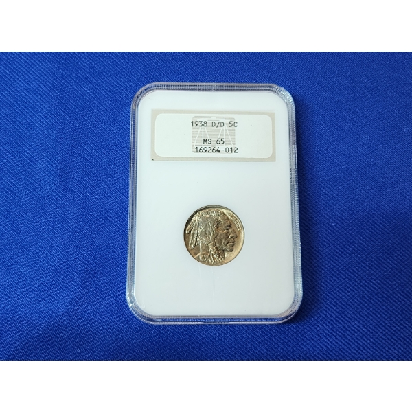 Rarer 1938 D/D Buffalo Nickel NGC MS 65