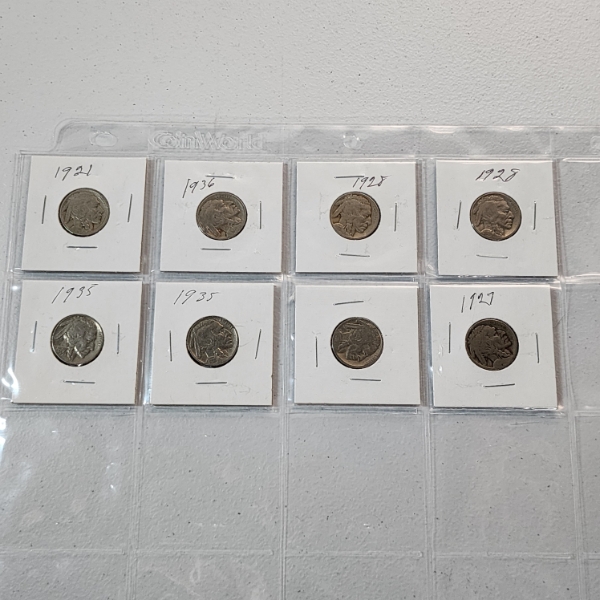 Eight Assorted Years Buffalo Nickels - Face Value: $0.40