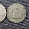 Image 5 : Two 90% Silver United States Franklin & Walking Liberty Half Dollars ~ Face Value $1.00 