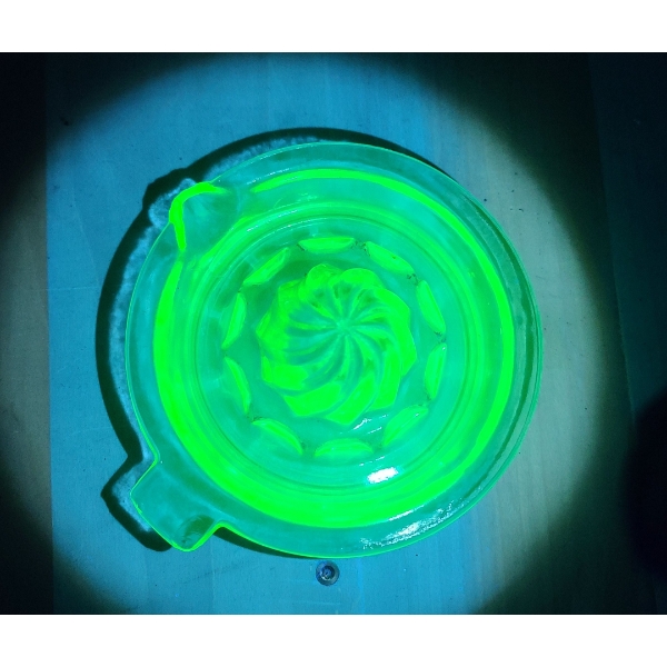 Vintage Green Uranium Glass Citrus Juicer 
