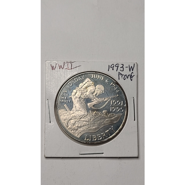 1993-W United States World War II 50th Anniversary Commemorative 90% Silver Proof Dollar
