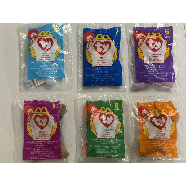 Brand New McDonald's TY Toy Animal Plushies - Lot of 6 - Sealed Packaging