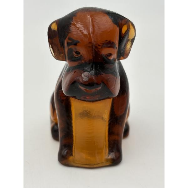 Adorable Degenhart Vintage Glass Dog Figurine- Amber Dark