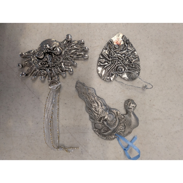 Don Drumm Studios Handmade Collectable Ornament Group Santa, Heart & Signature Sun 