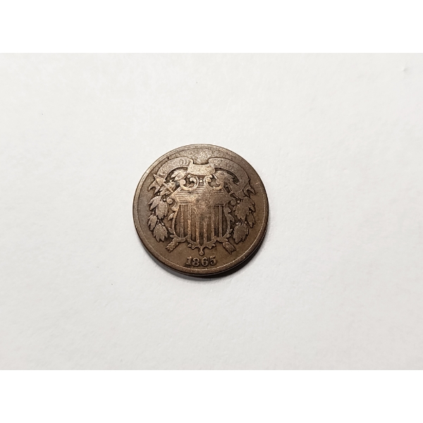 1865 United States 2 Cent Coin - Good Condition