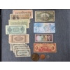 Image 1 : Large Lot of Assorted Foreign Paper Currency & 3 Assorted Medals/Tokens