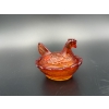 Image 1 : Degenhart Glass Hen on Nest - Orangish/Red color - ~2 inches 