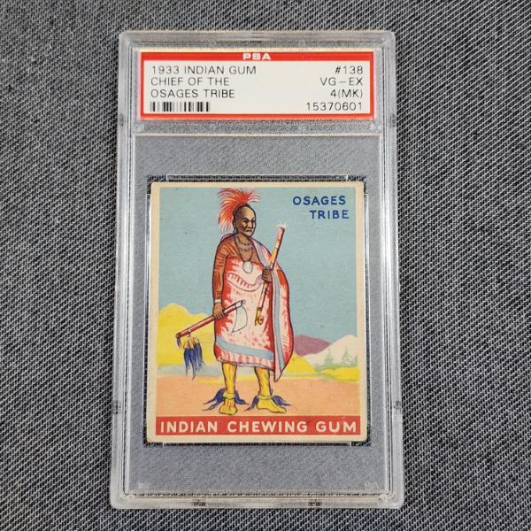 RARE 1933 Indian Chewing Gum #138 Chief of the Osages Tribe Trading Card Very Good EX at PSA 4(MK)