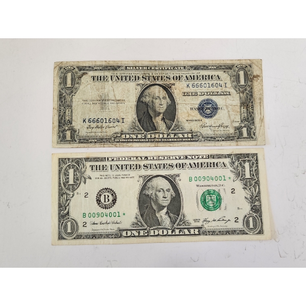 2006 U.S. $1 Lower SN *STAR NOTE* & 1935 E U.S. Silver Certificate