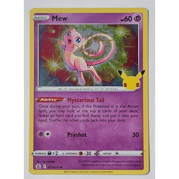 Mew (011/025) Holo Rare Pokémon Card From The Pokemon 25th Anniversary Celebrations Set