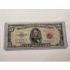 Image 1 : 1953 United States Lincoln $5.00 Red Seal Bill - Great Note In Protective Holder