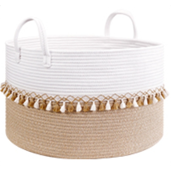 New With Tags Large 21.7" x 13.8" Multi-Use Cotton Rope Storage Basket 