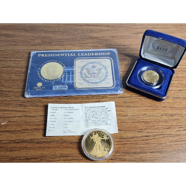 Lot of (3) U.S. Commemorative / Copy Coins - Gold Plated - See Description! 