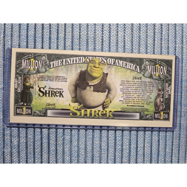 Mint Condition Shrek Million Dollar Bill In Protective Holder