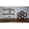 Image 1 : PICKUP IN CANTON - SET OF 2 RACKS - METAL DECORATIVE WALL RACK & WOODEN WINE RACK