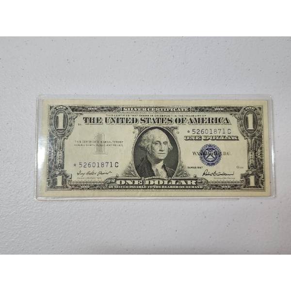 1957 Series $1 Silver Certificate Blue Seal Star Note SN: *52601871C
