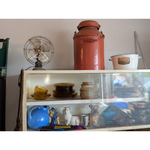 Metal Cabinet w/ Glass Door including Contents