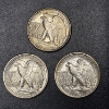 Image 2 : 3 Pcs - 1945 P / 1945 D / 1945 S  Walking Liberty Half Dollars - High Grade - See Pics