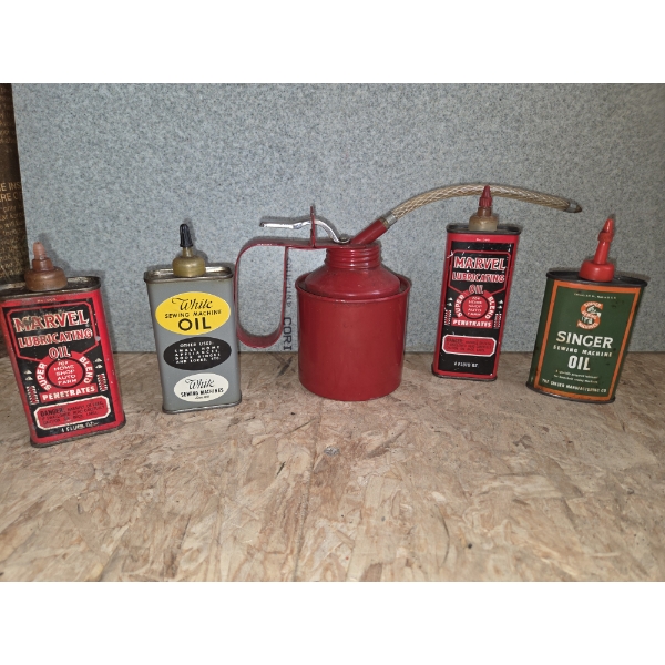 Vintage 4oz Oil Can & Red Oil Can With Hose