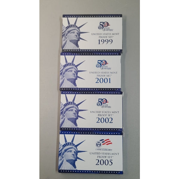 1999, 2001, 2002, 2005 United States Mint Proof Sets 