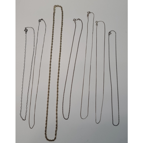 (7) Assorted Sterling Silver Necklaces - Total Weight: 21.9g