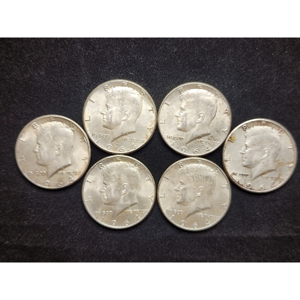 Six 90% Silver Kennedy Half Dollars - $3 Face Value