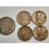 Image 3 : U.S. Coins: (1) Buffalo Nickel & (4) 90% Silver Mercury Dimes FV: $0.45