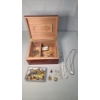 Image 1 : Lot Of Assorted Costume Jewelry In Wooden Box Including Embezzled 1903 Indian Head Cent Pendant 