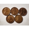 Image 1 : Five Assorted United States Pennies Ft. 4 Wheat & 1 Copper Lincoln ~ INCLUDES 1909 VDB!