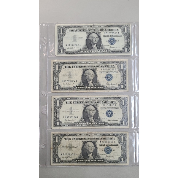 (4) $1 Blue Silver Certificates Series 1957 - Face Value: $4.00