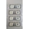 Image 1 : (4) $1 Blue Silver Certificates Series 1957 - Face Value: $4.00